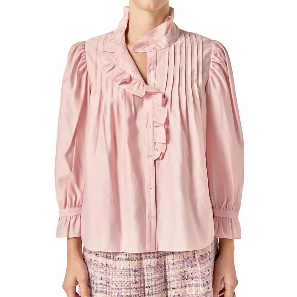NEW ENGLISH FACTORY ruffle detail blouse in pink